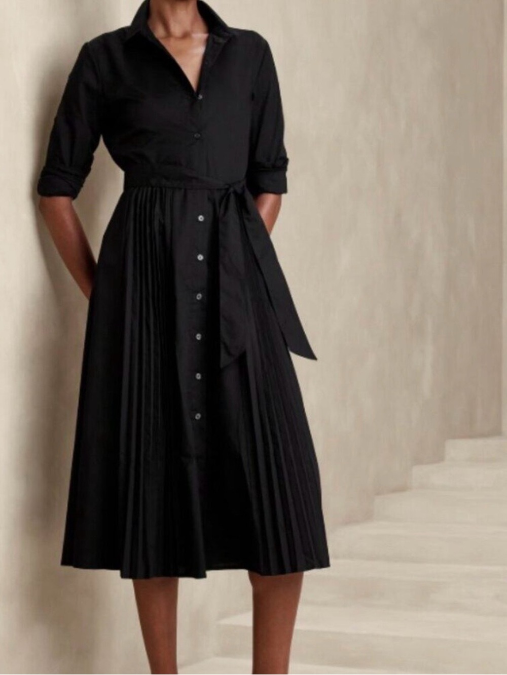Brand new with tags. Banana Republic Pleated Midi Shirtdress Cotton Poplin